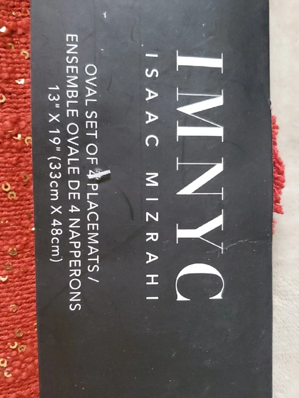 Isaac Mizrahi Red Sequin Oval Placemats (Set of 4)